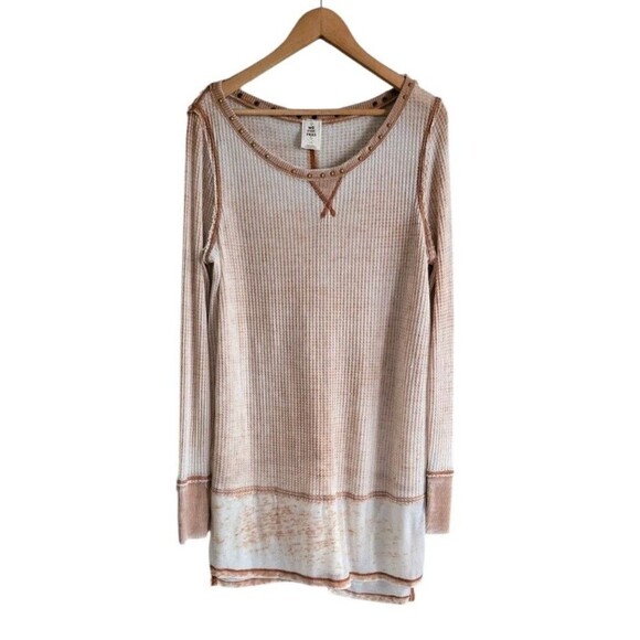 We The Free Thermal Tunic Top Women's Large Brown Tan Lightweight Semi-Sheer - Picture 1 of 7